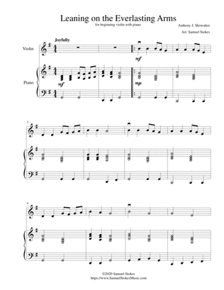 Leaning on the Everlasting Arms - for beginning violin with optional piano accompaniment