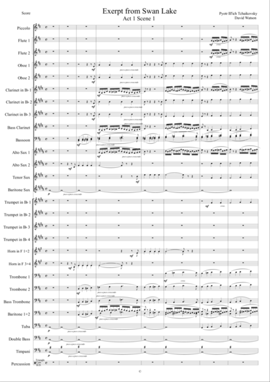 Swan Lake Intro to Act 1 Scene 1 for Concert Band Concert Band scores gallery preview page 2