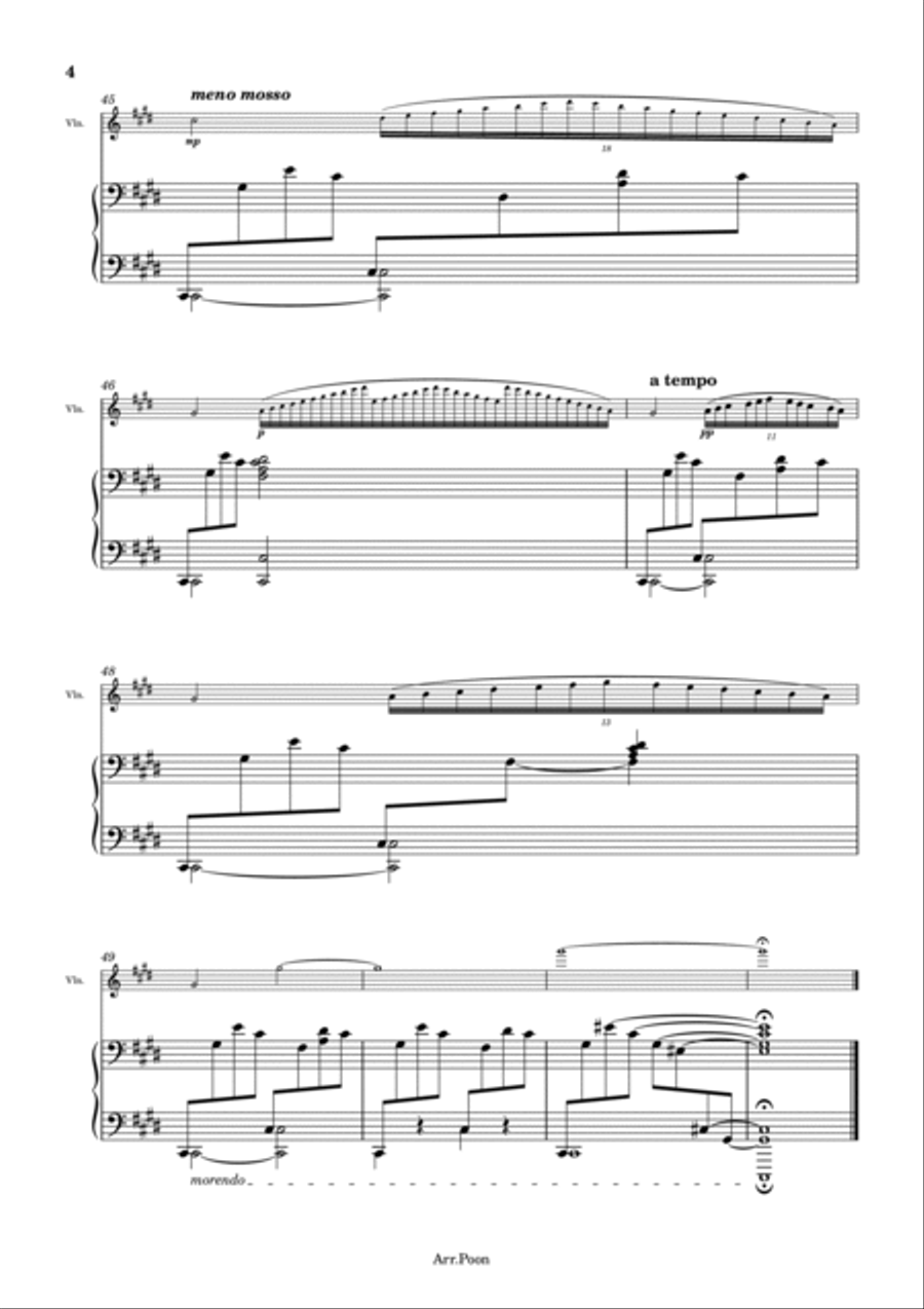 Chopin Nocturne No.20 in C-sharp minor B.49 - For Violin and Piano Original Violin Solo scores gallery preview page 4