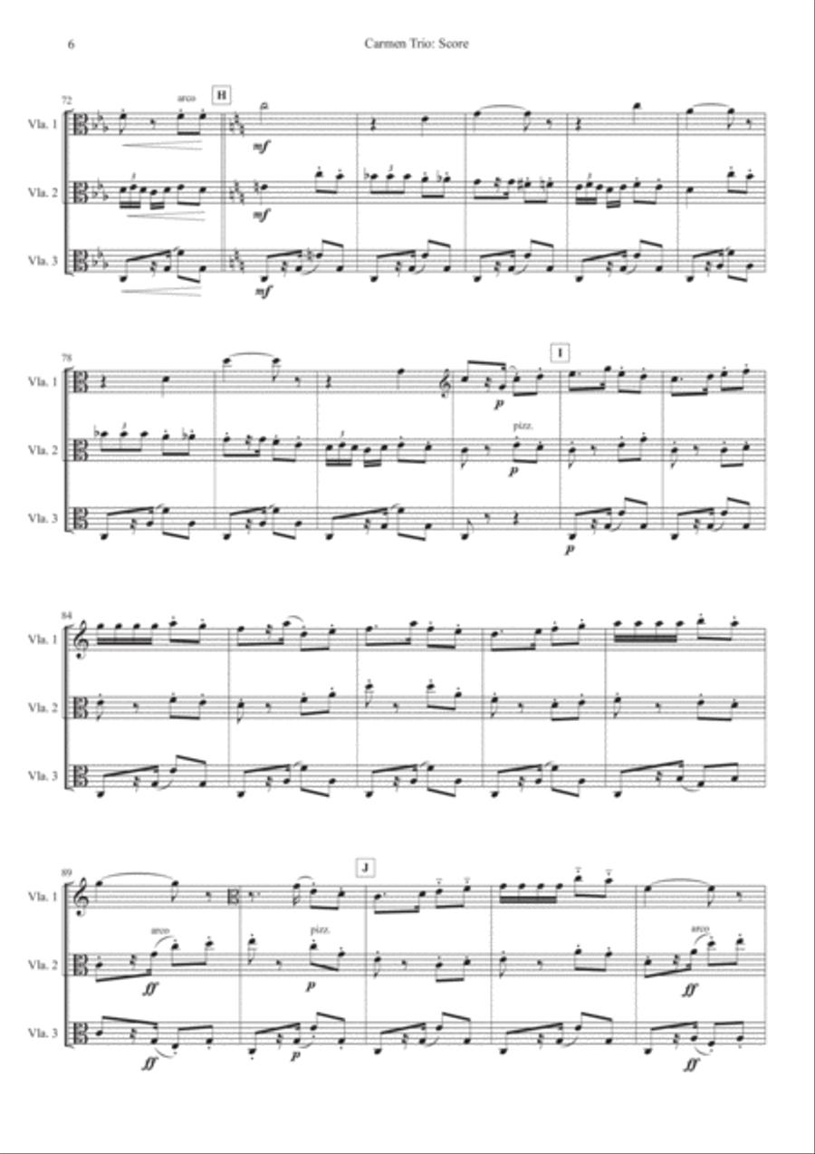 Carmen: 2 Pieces for Viola Trio String Trio scores gallery preview page 6