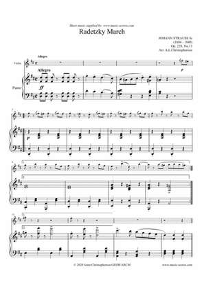 Radetsky March - Violin and Piano
