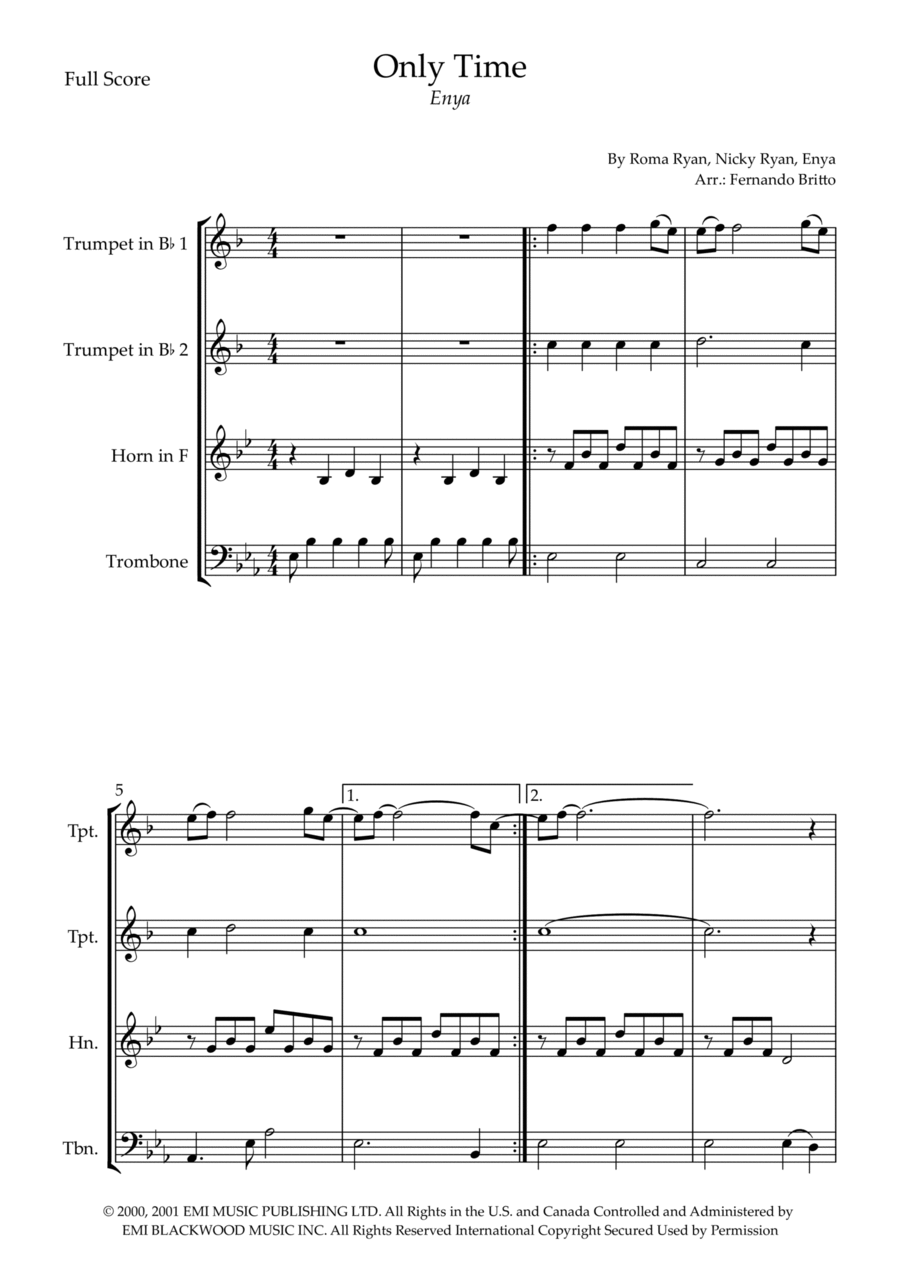 Only Time Brass Ensemble scores gallery preview page 1