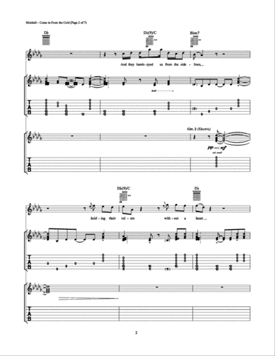Come In From the Cold Electric Guitar scores gallery preview page 2