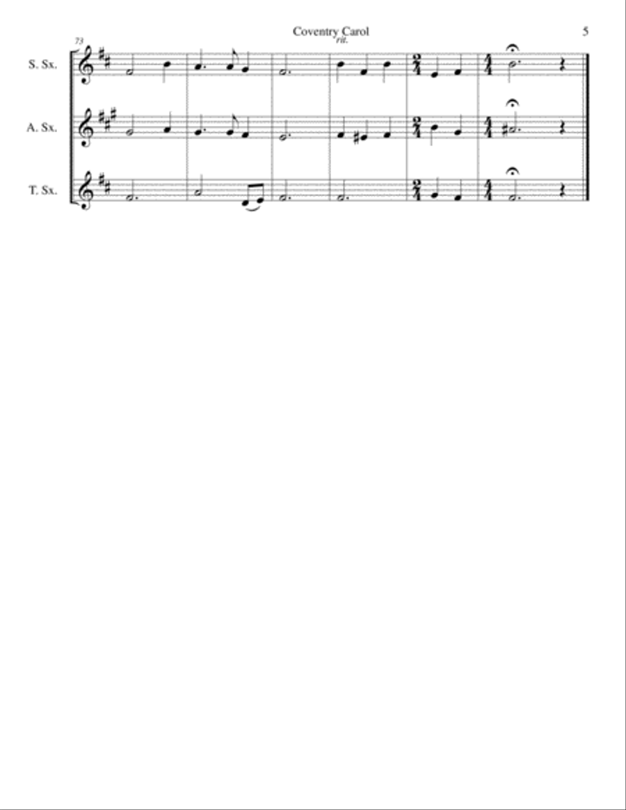 Coventry Carol for saxophone trio Woodwind Trio scores gallery preview page 5