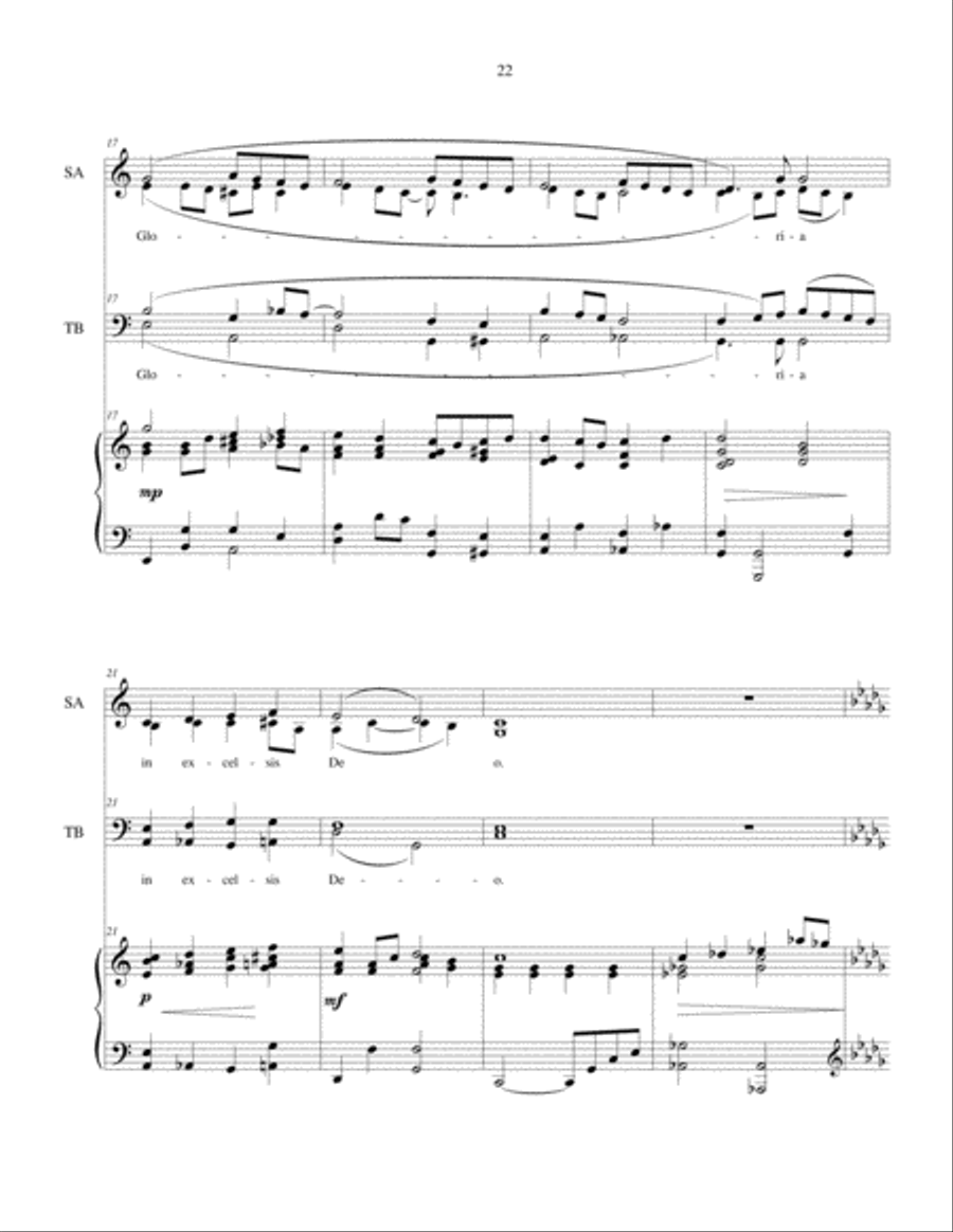 Angels We Have Heard on High - SATB choir with piano accompaniment 4-Part scores gallery preview page 4