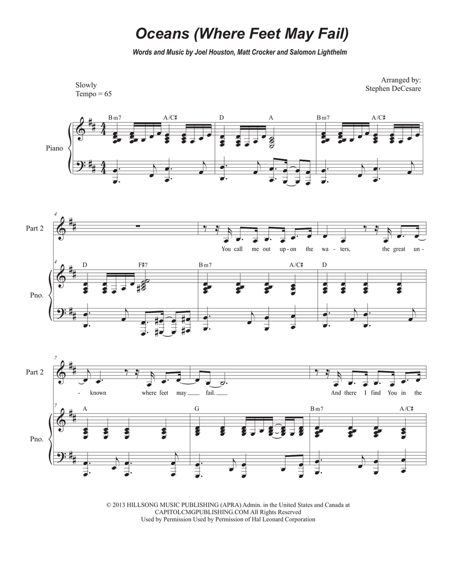Oceans (where Feet May Fail) 2-Part scores gallery preview page 1