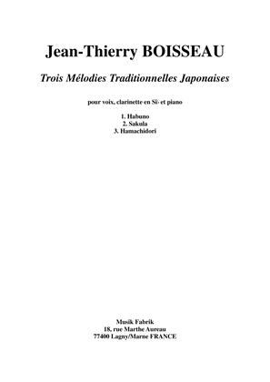 Book cover for Jean-Thierry Boisseau: Trois Mélodies Japonaises for medium voice, Bb clarinet and piano