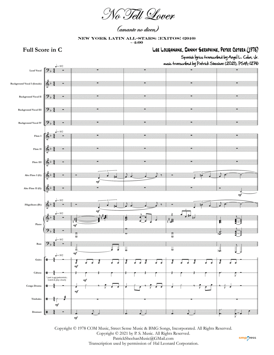No Tell Lover Large Ensemble scores gallery preview page 1