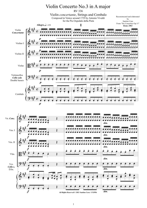 Vivaldi - Violin Concerto No.3 in A major RV 336 Op.11 for Violin, Strings and Cembalo