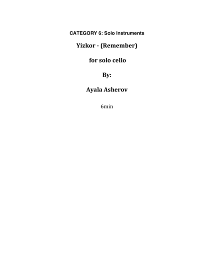 Yizkor Cello Solo scores gallery preview page 1