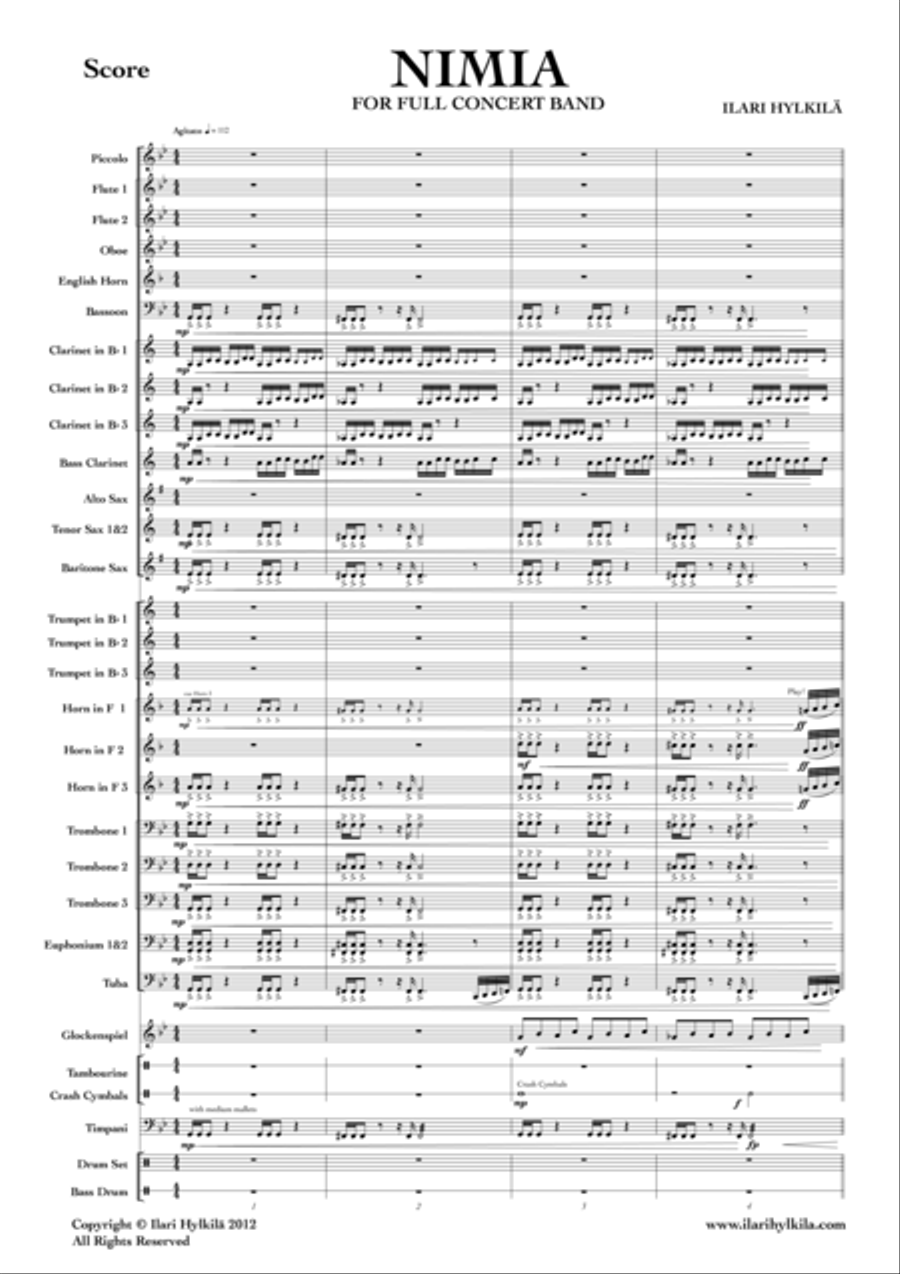Nimia (Score and parts for Concert Band) Concert Band scores gallery preview page 1