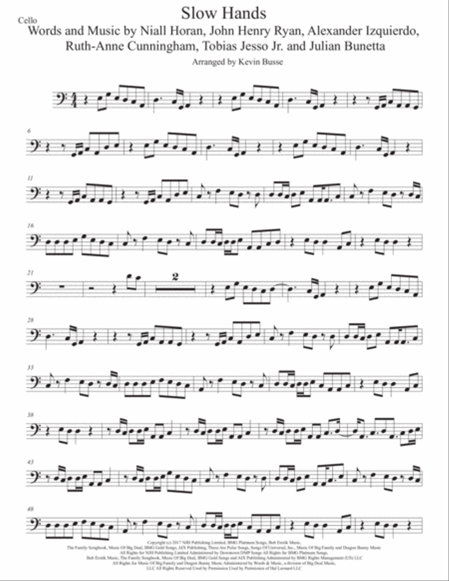 Slow Hands Cello Solo scores gallery preview page 1