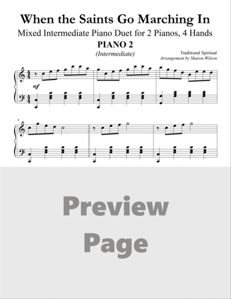 When the Saints Go Marching In (Mixed Level, 2 Pianos, 4 Hands Duet) 2 Pianos, 4-Hands scores gallery preview page 5