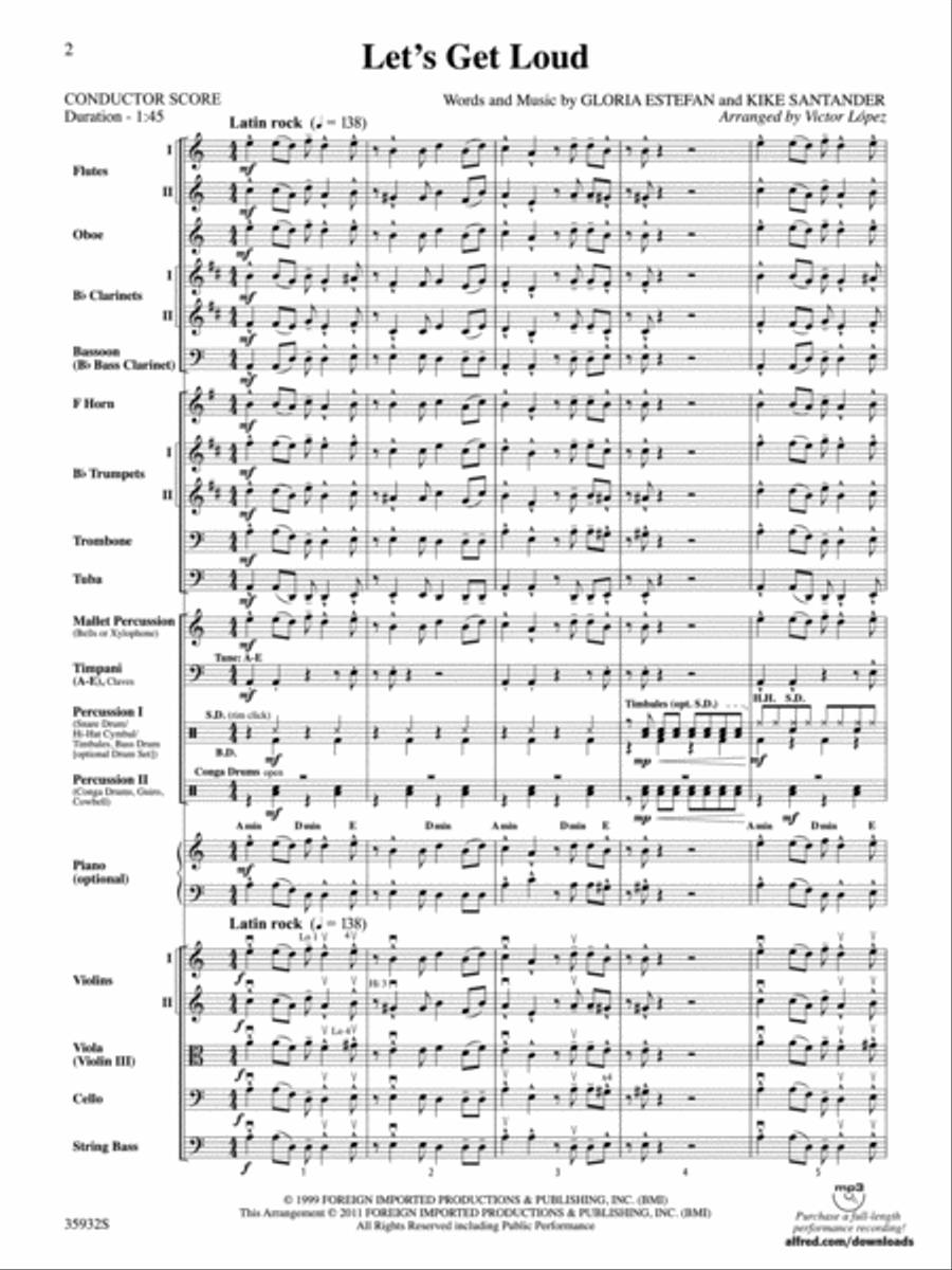 Let's Get Loud Let's Get Loud Full Orchestra scores gallery preview page 2
