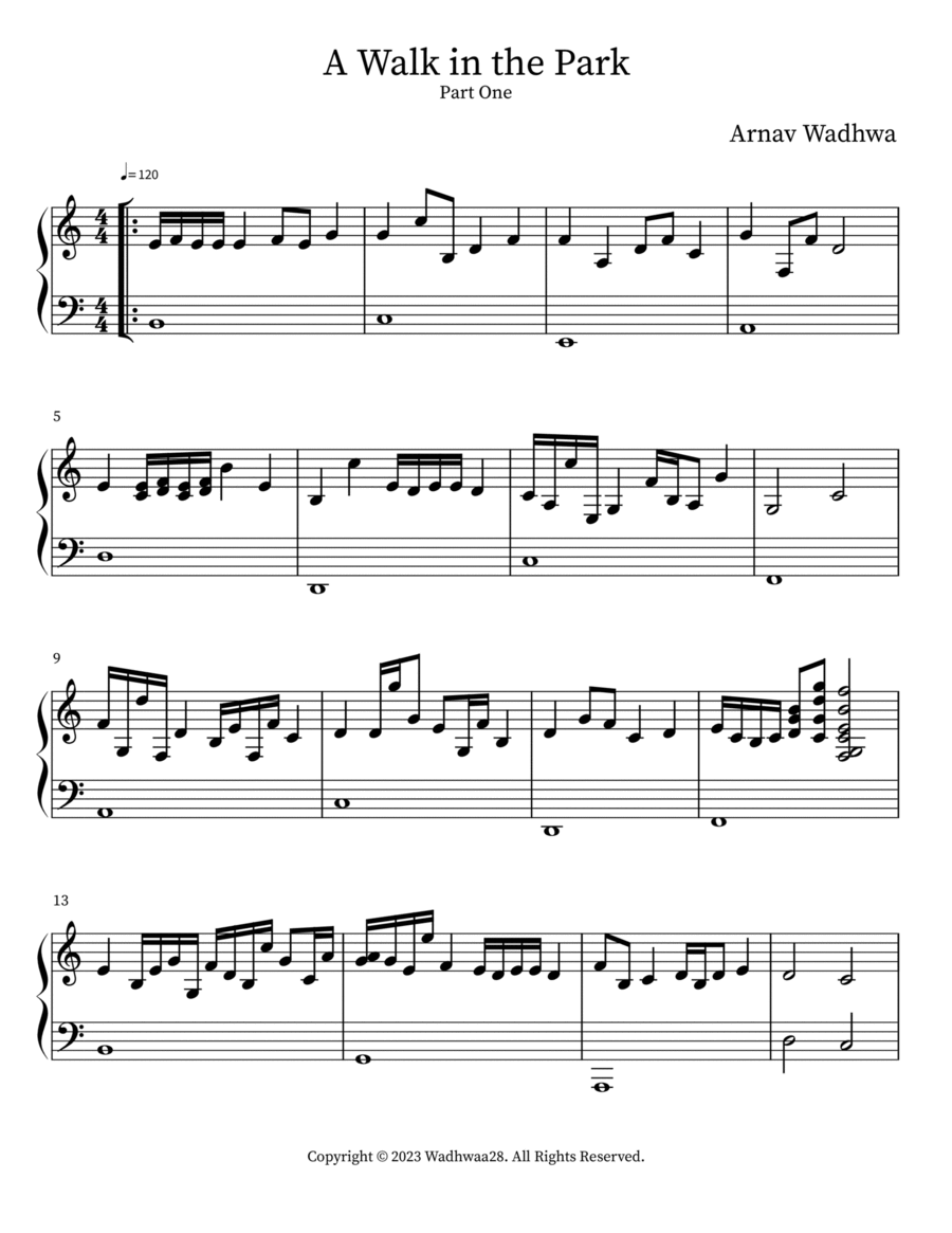A Walk in the Park Piano Solo scores gallery preview page 1