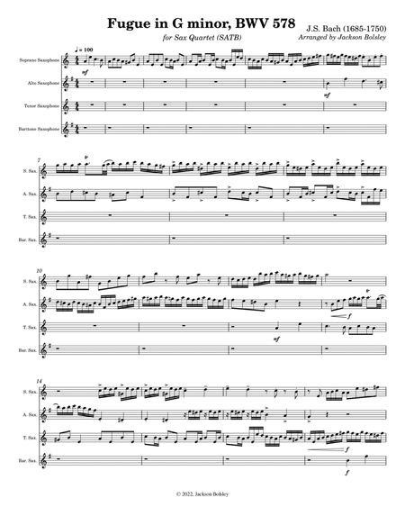 Fugue in G Minor, BMV 578 for Sax Quartet image number null