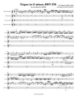 Fugue in G Minor, BMV 578 for Sax Quartet