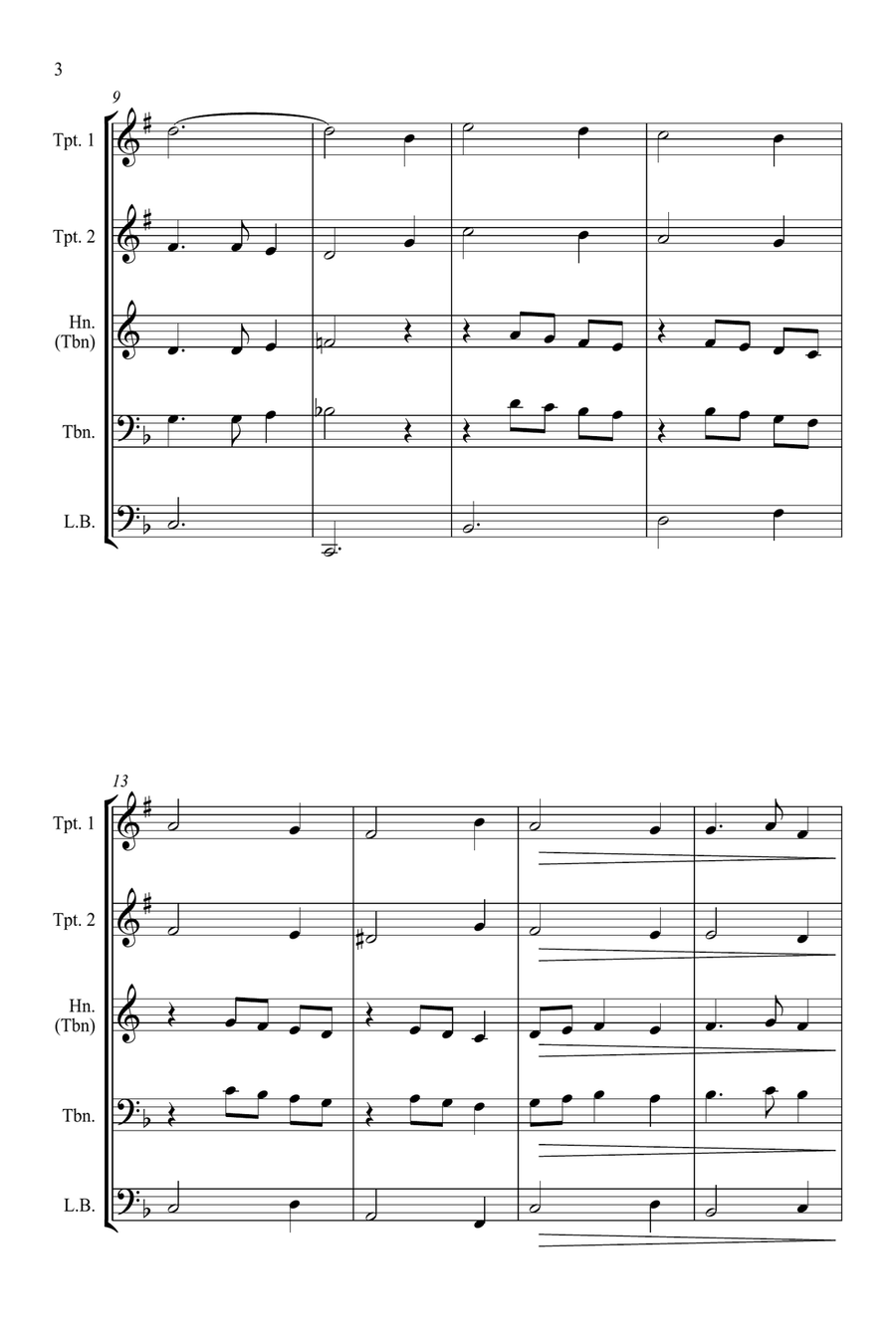 While Shepherds Watched their Flocks by Night - Brass Quartet Brass Quartet scores gallery preview page 4