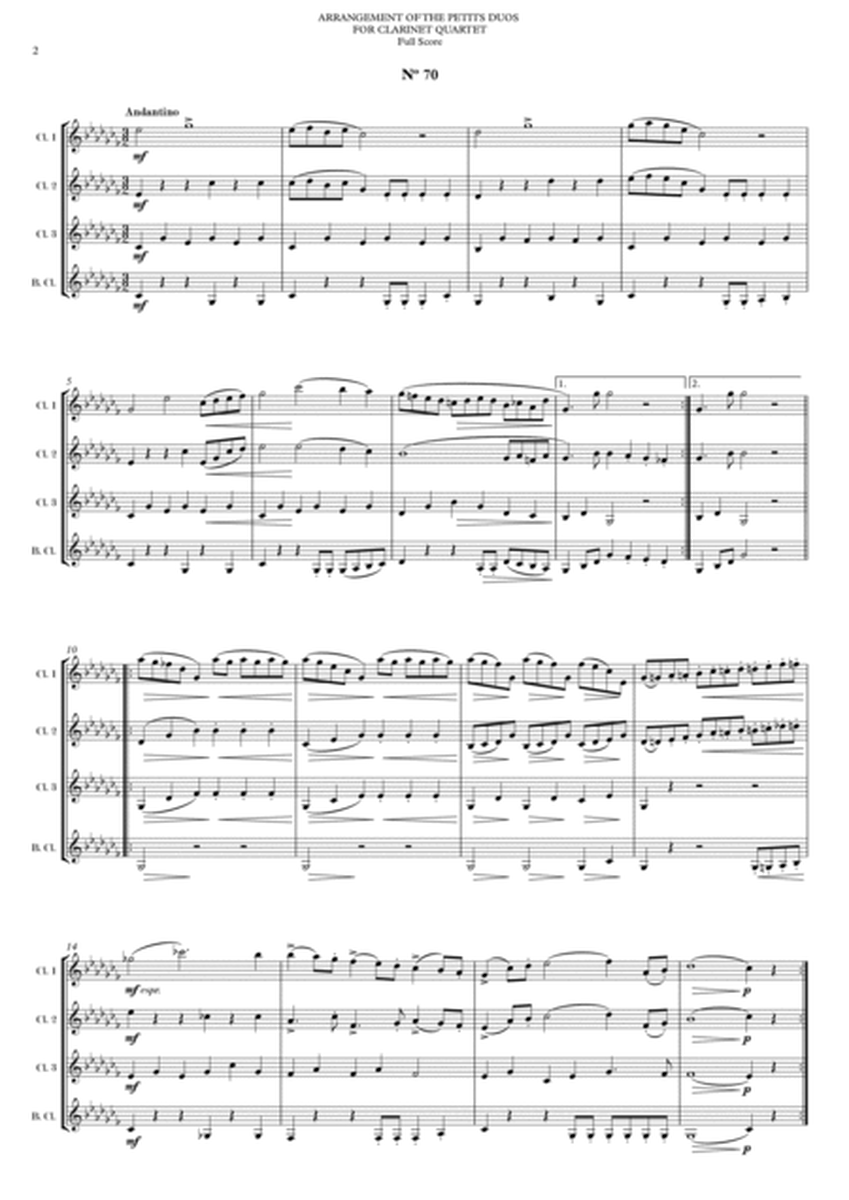 ARRANGEMENT OF THE PETITS DUOS FOR CLARINET QUARTET Nº 69 & 70 image number null