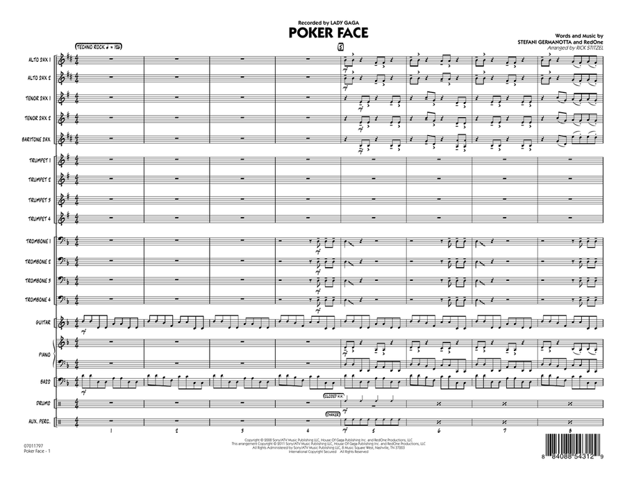 Poker Face - Full Score Poker Face - Full Score Jazz Ensemble scores gallery preview page 1