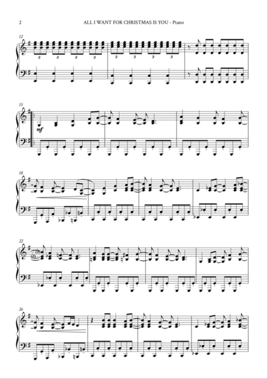 All I Want For Christmas Is You Piano Solo scores gallery preview page 2