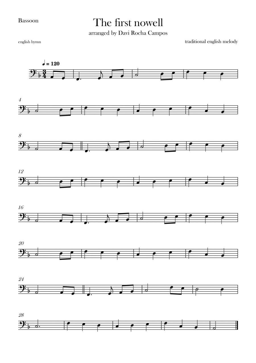 The First nowell The First nowell Bassoon Solo scores gallery preview page 1