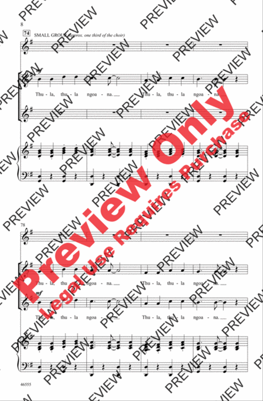 Thula, Thula Ngoana 2-Part scores gallery preview page 8