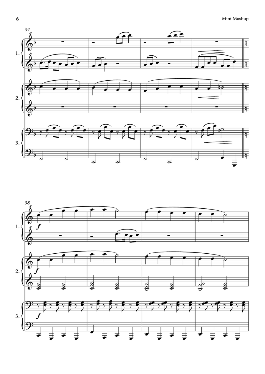 Mini Mashup (Piano, 6 Hands) Easy Piano scores gallery preview page 6