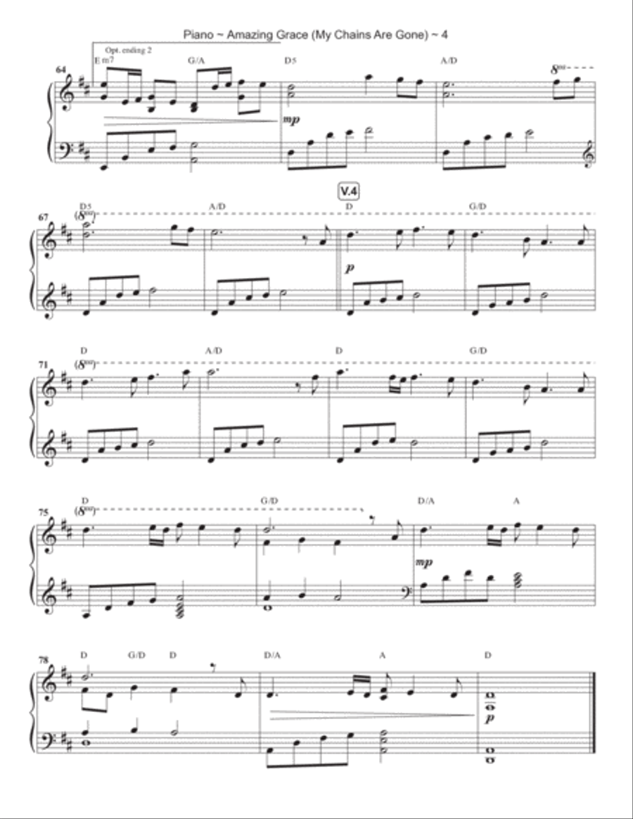 Amazing Grace (my Chains Are Gone) Piano Solo scores gallery preview page 5