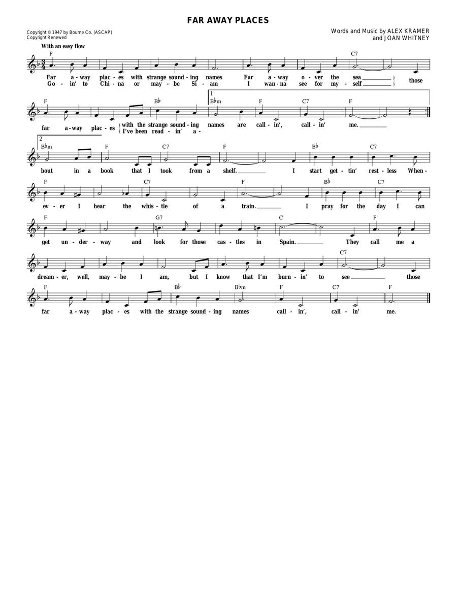 Far Away Places Guitar scores gallery preview page 1
