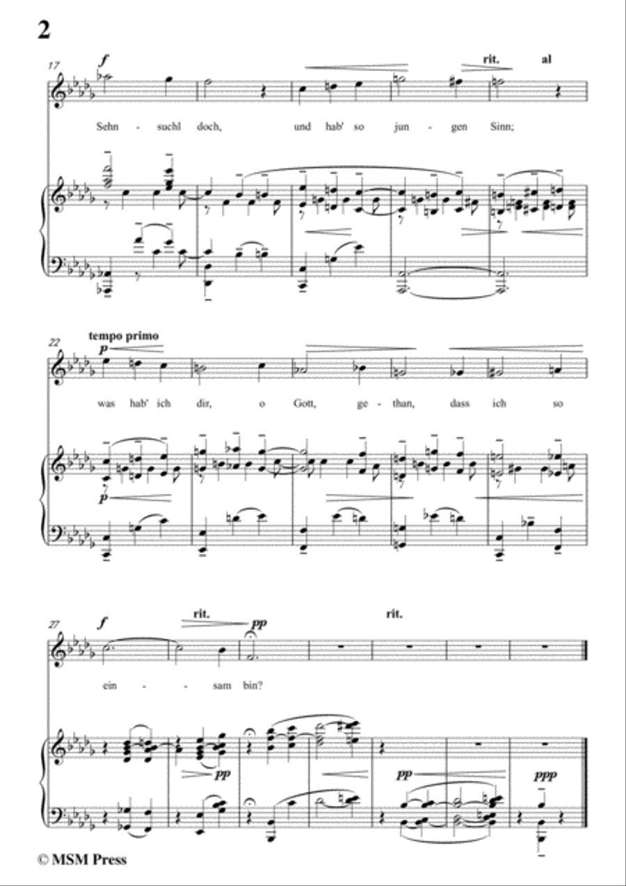 Reger-Und hab' so grosse Sehnsucht doch in b flat minor,for Voice and Piano Voice Solo scores gallery preview page 4