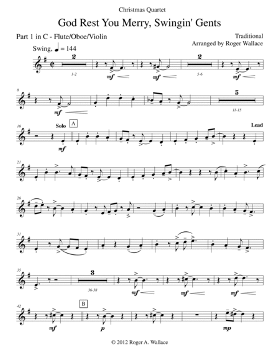 God Rest You Merry, Gentlemen (Mixed Quartet) Viola scores gallery preview page 5