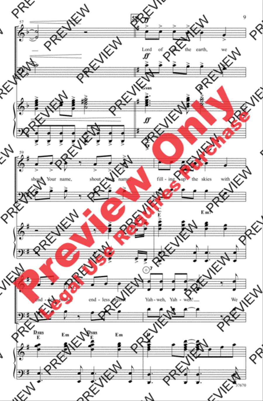 At Your Name (Yahweh, Yahweh) 3-Part scores gallery preview page 9