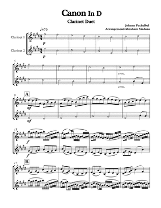 Pachelbel's Canon Clarinet Duet two tonalities included