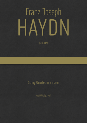 Book cover for Haydn - String Quartet in E major, Hob.III:13 ; Op.3 No.1 - Attributed to Roman Hoffstetter