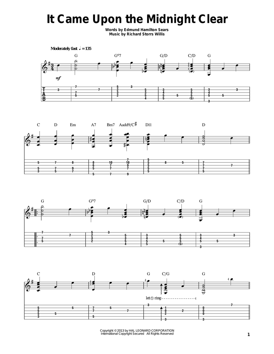 It Came Upon The Midnight Clear Guitar Solo scores gallery preview page 1