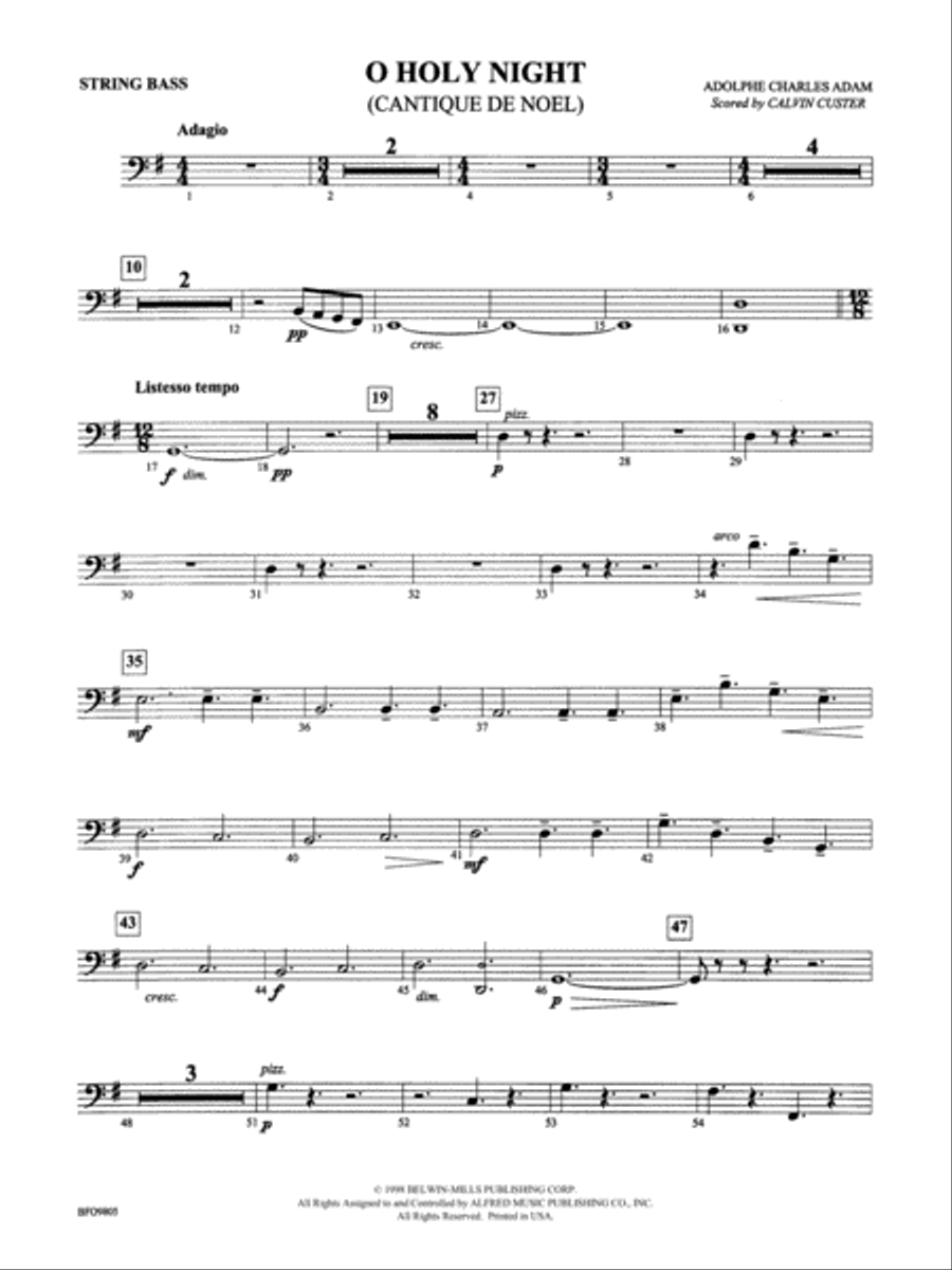 O Holy Night: String Bass Full Orchestra scores gallery preview page 1