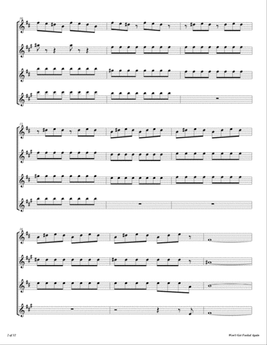 Won't Get Fooled Again Woodwind Quartet scores gallery preview page 3