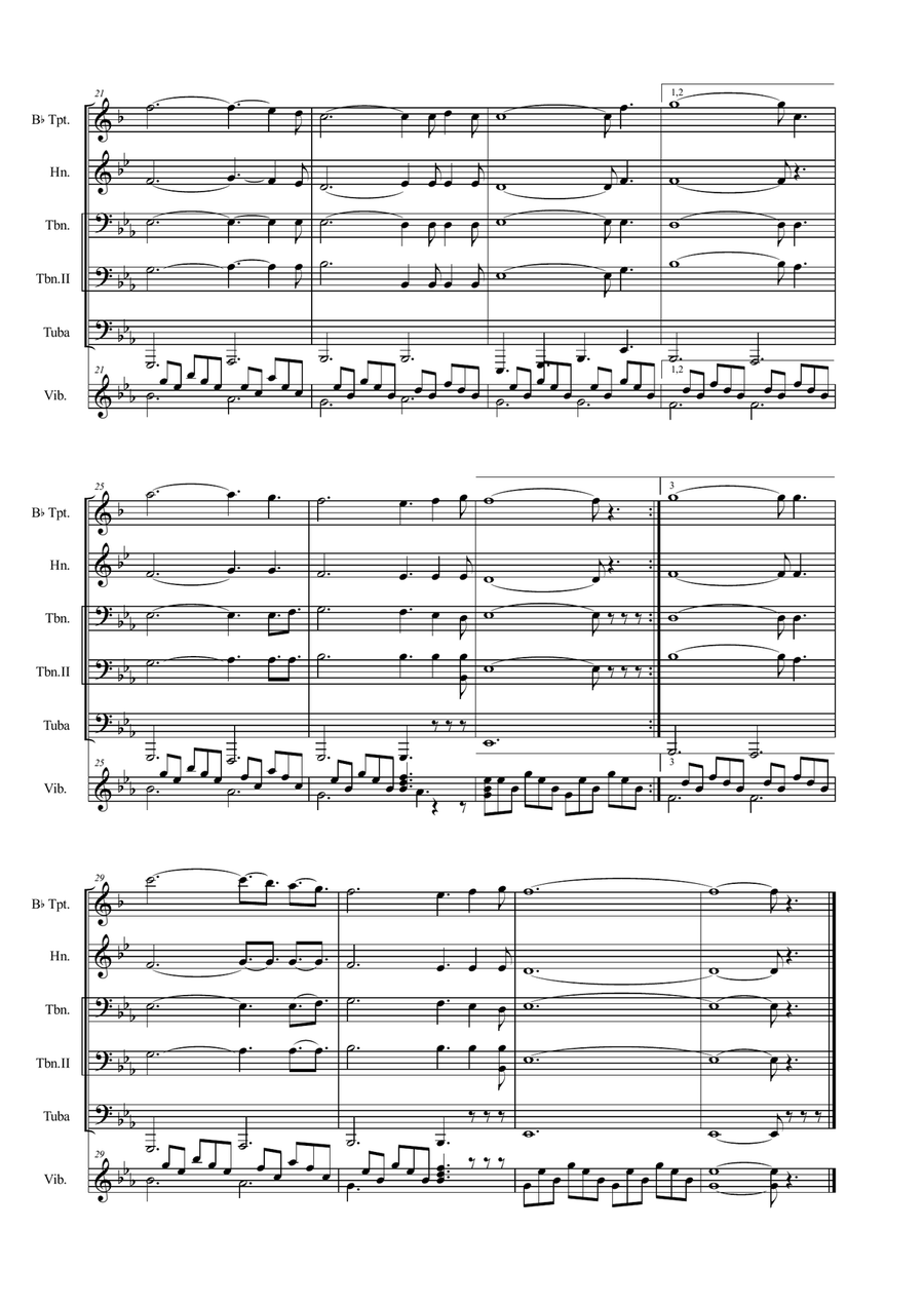O HOLY NIGHT - ADAM - for Brass Quintet and Vibraph - With Parts Brass Quintet scores gallery preview page 4