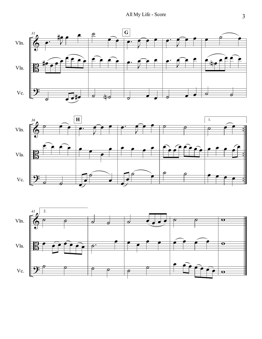 All My Life String Trio scores gallery preview page 3