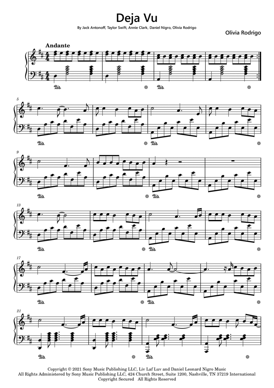 Deja Vu Easy Piano scores gallery preview page 1