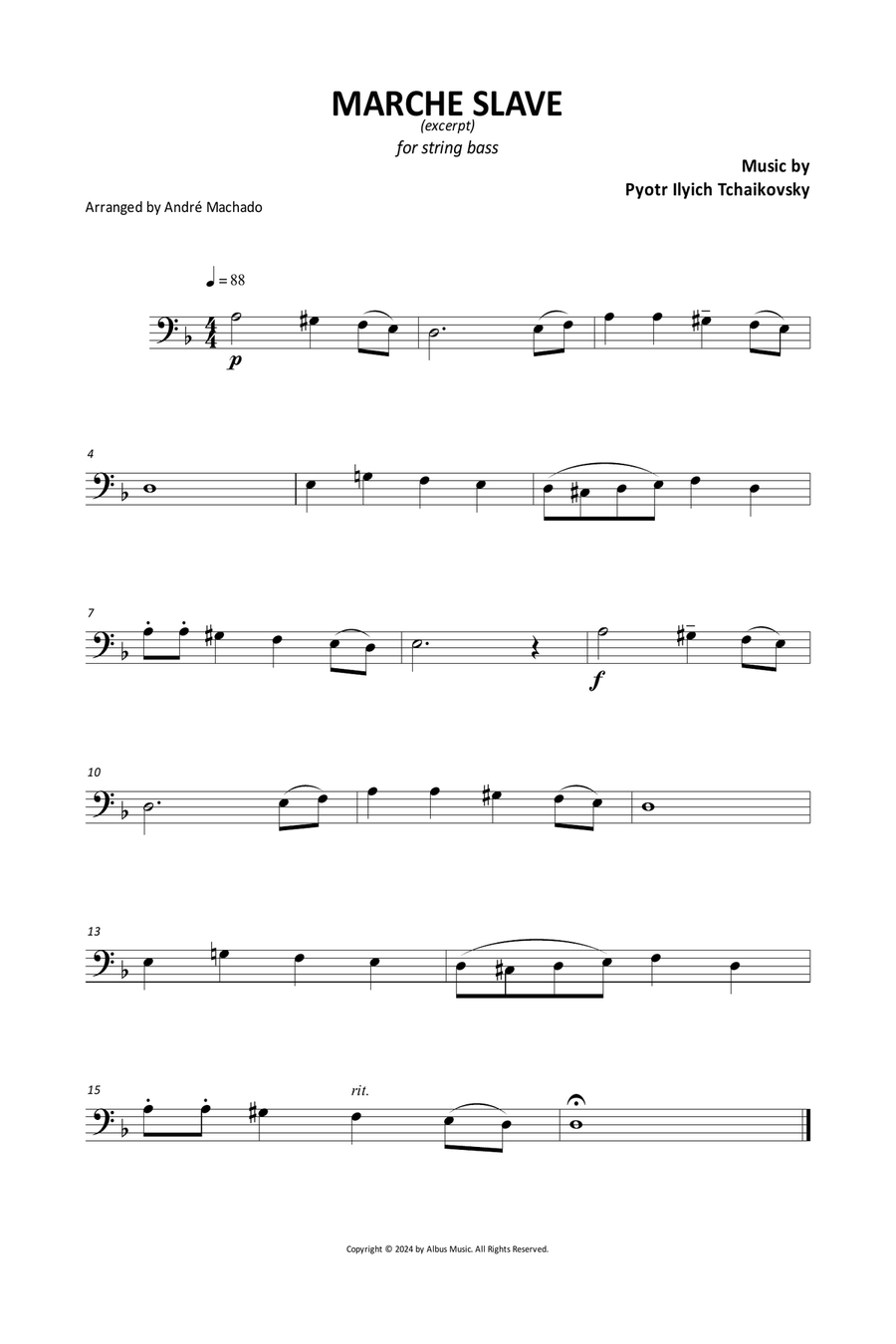 Marche Slave Double Bass scores gallery preview page 1