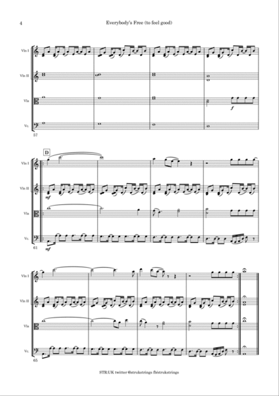 Everybody's Free (to Feel Good) String Quartet scores gallery preview page 5
