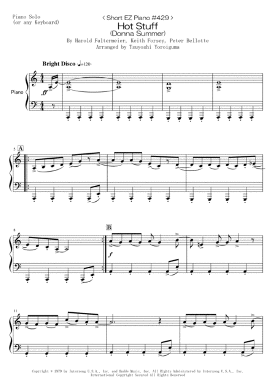 Hot Stuff Hot Stuff Easy Piano scores gallery preview page 1