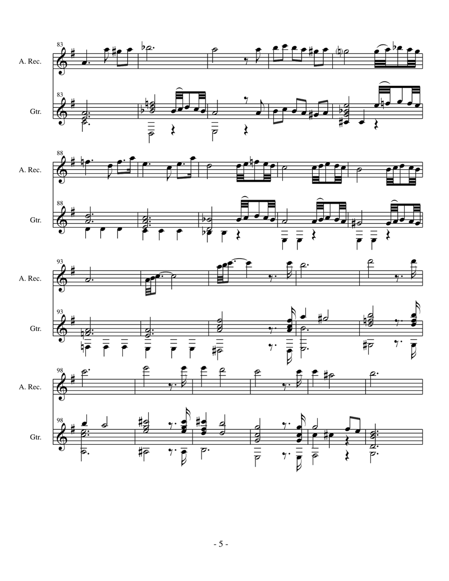 Adagio (Albinoni/Giazotto - arr. Pinno for flute [or alto recorder] and classical guitar) Small Ensemble scores gallery preview page 6