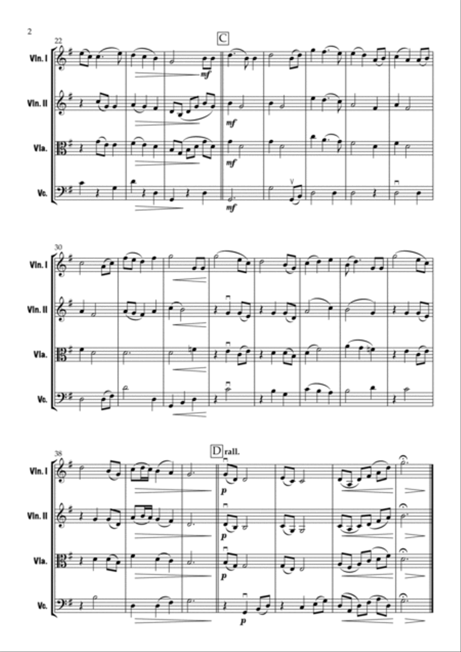 Brahms' Lullaby String Quartet scores gallery preview page 3