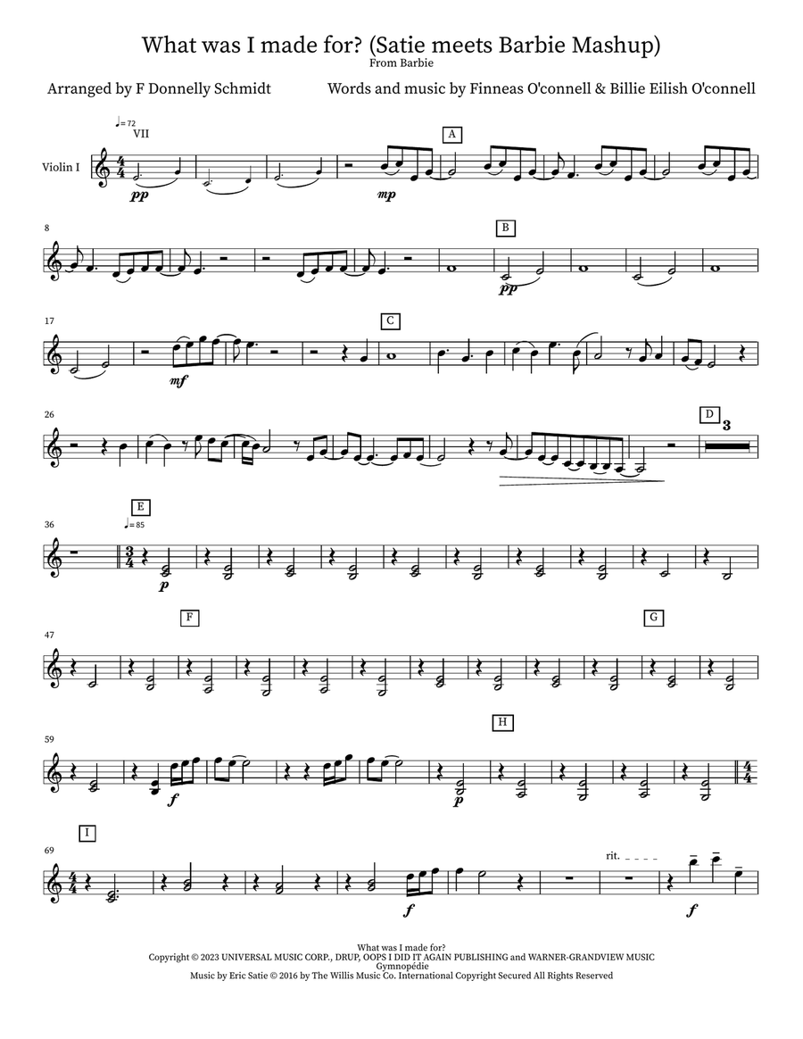 What Was I Made For? String Quartet scores gallery preview page 5