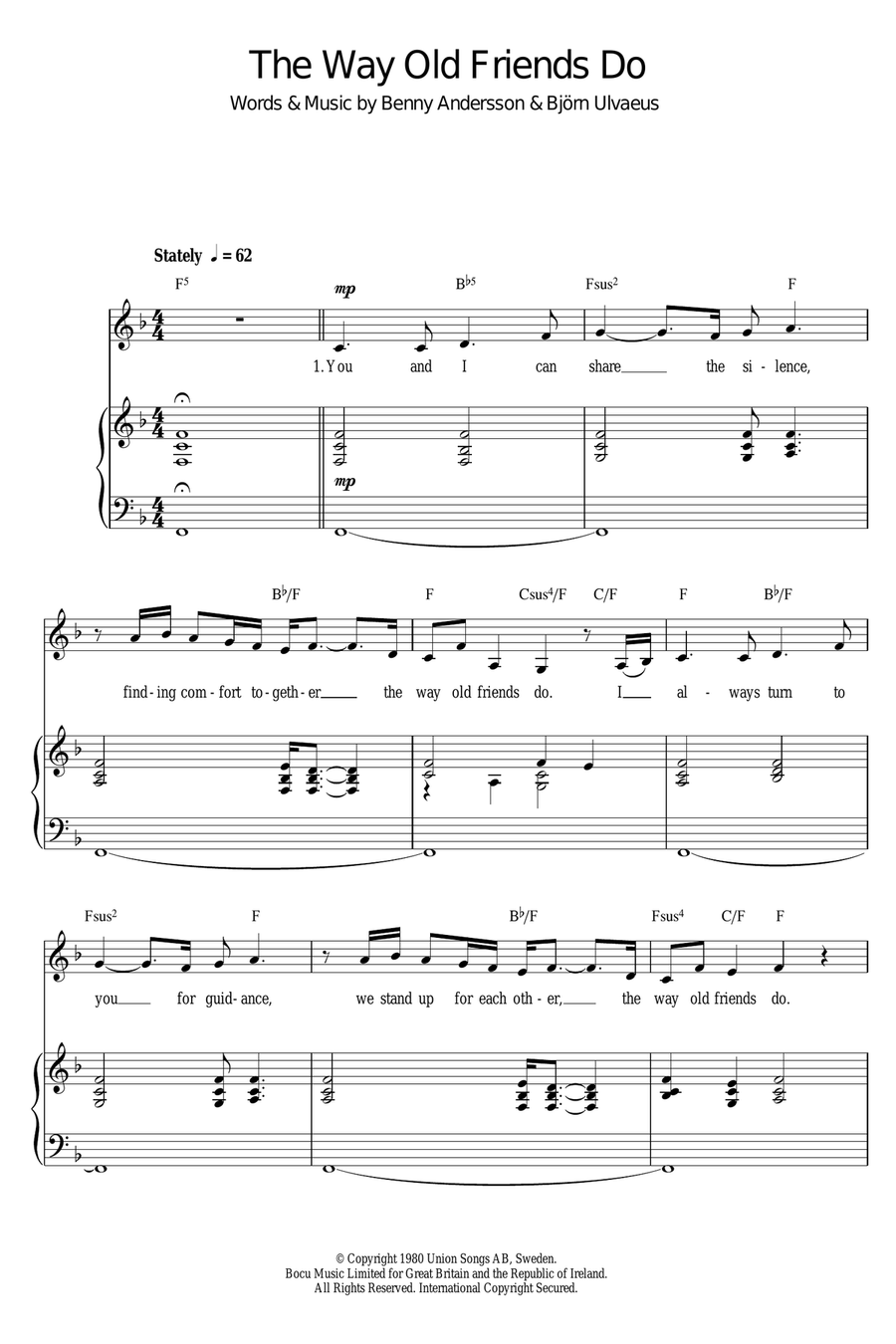 The Way Old Friends Do The Way Old Friends Do Piano, Vocal scores gallery preview page 1