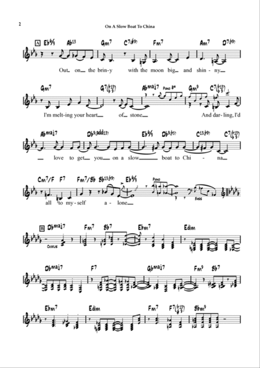 On A Slow Boat To China Piano scores gallery preview page 2