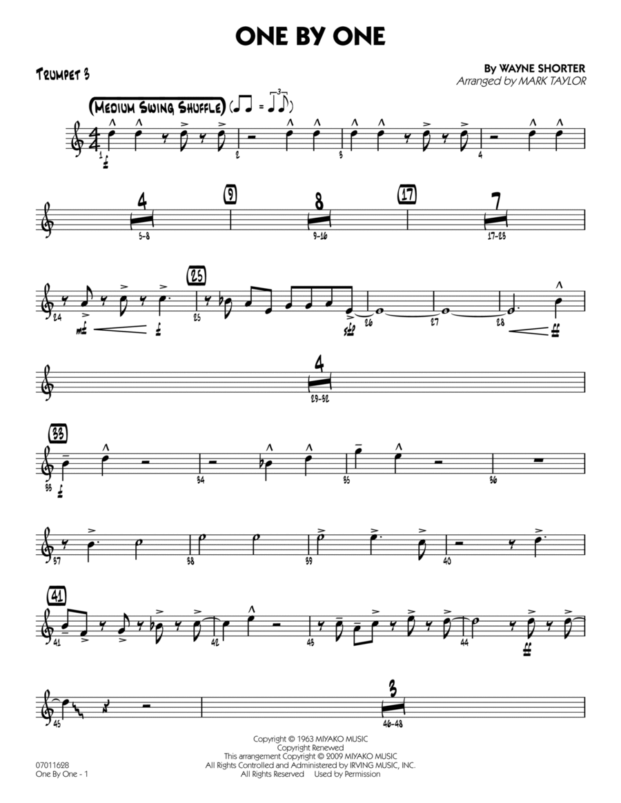 One by One - Trumpet 3 One by One - Trumpet 3 Trumpet scores gallery preview page 1